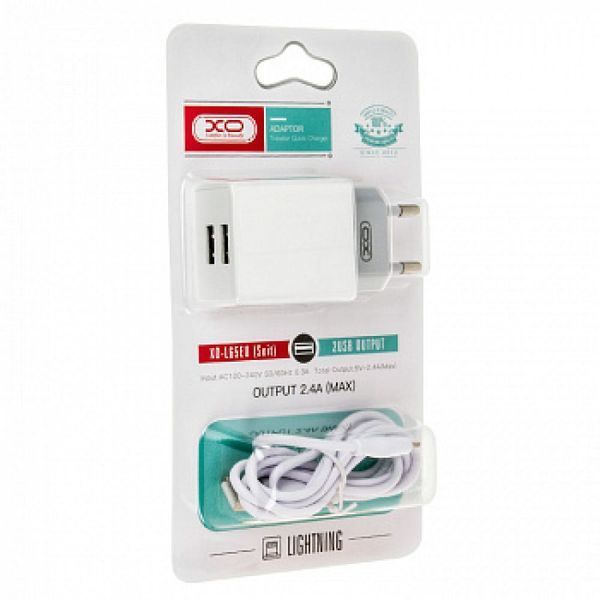 Зарядний пристрій XO L65 2USB / 2.4A (Lightning) ZP01 фото